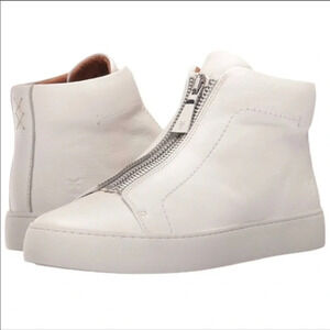 Frye White Leather Zip Up High Top Sneaker size 7